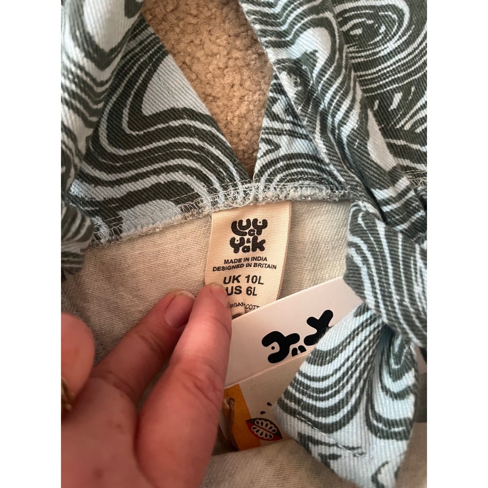 Lucy & Yak NWT Easton Dungarees Swirl Print Organic Cotton Teal Green- Size 6L - Picture 5 of 10